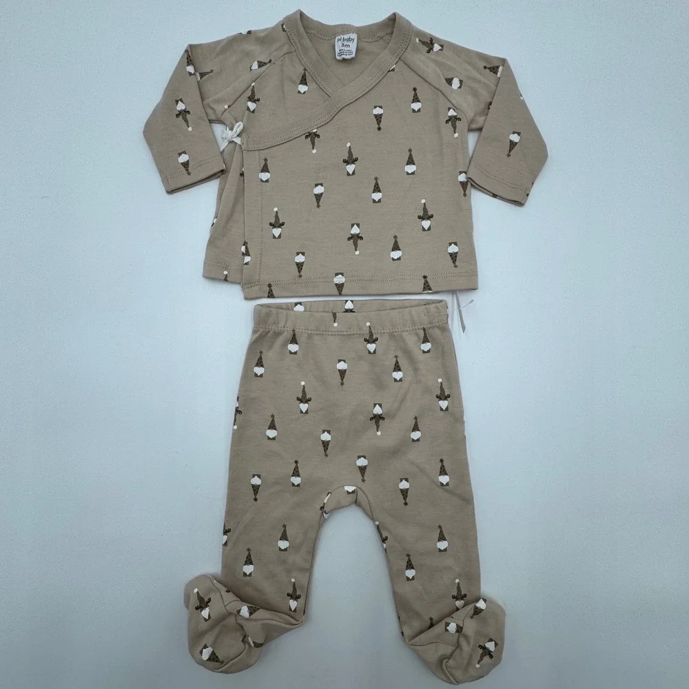 PL Baby Holiday Gnome Ice Cream Cone‎ Print 3 Piece Outfit Set Baby 3M Christmas